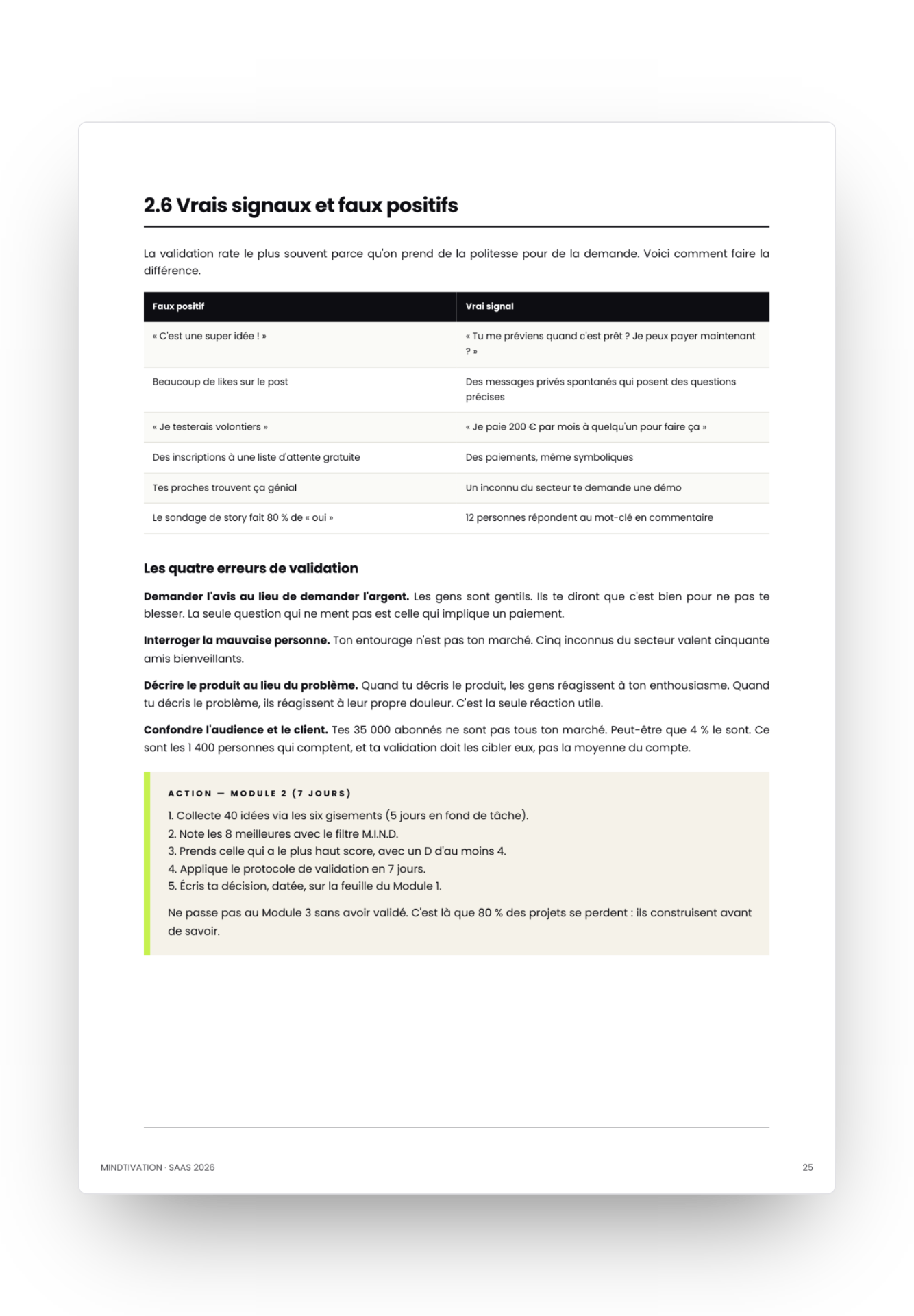 Page vrais signaux et faux positifs